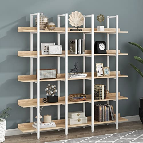 Harper & Bright Designs 5-Tier Bookcase, Industrial Style Bookshelf with Metal Frame and MDF Board, Large Etagere Bookshelves with Open Display Shelves for Living Room Bedroom Home Office, Oak