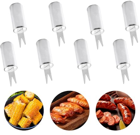 8 Stück Maiskolbenspieße, Maiskolbenhalter Grill Edelstahl Maiskolben Halter, Maiskolben Nadel Maiskolben Grillzubehör für Maiskolben BBQ Zuckermais Obst Haus Kochen Gabel