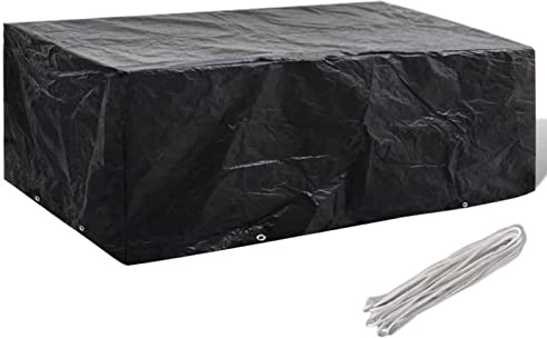Homgoday Funda para muebles de jardín con 8 ojales, 200 x 160 x 70 cm, cubierta de mesa de jardín, funda para mesa de sillas de exterior, funda para mesas de terraza