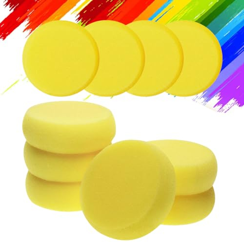 JTKREW 10 Stücke Malschwamm, Schwämmchen Schule,Für Künstlerschwamm Für Farbe, Ton, Keramik, Gesichtsbemalung, Haushalt & Töpfer Werkzeug，Runder Synthetischer Kunst Schwamm