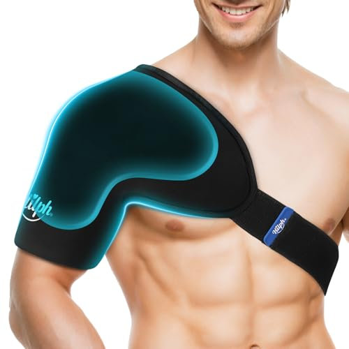 Hilph Kühlmanschette Kühlpads für Schulter, Doppelschicht Gel Flexible Schulterbandage Schulter-Eisbeutel mit Klettverschluss für Rotatorenmanschette, Tendonitis, Post-operative Erholung, M