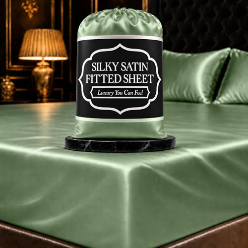 DECOLURE Satin Fitted Sheet Queen Size | Softer Than Silk | Luxury 1 Pc Set