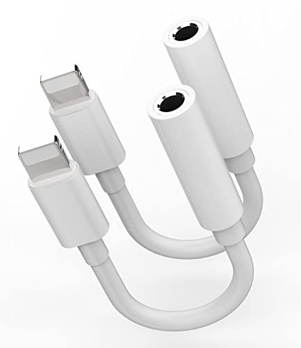 Adattatore da Lightning a Jack 3,5 mm (Set di 2) per iPhone 14 Pro Max Cuffie Connettore AUSSIARE Cavo Audio Certificato per Apple MFI Splitter Auto Mp3 per Ipad Air Auricolare Prolunga Accessori