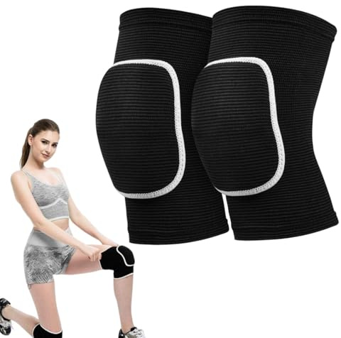 Volleyball Knee Pads, 1 Pair of Knee Pads, Knee Pads Room Goalkeeper, Elastic Protective Knee for Handball, Football, Basketball, Figure Skating, Dance, Pilate Training, Black (M)