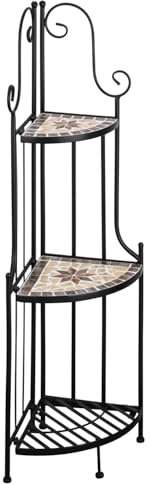 Piccola scaffalatura angolare a 115cm piedistallo per piante da interno porta piante stand per piante da esterno scaffale piante balcone metallo nero portavaso scaffale per erbe supporto per fiori