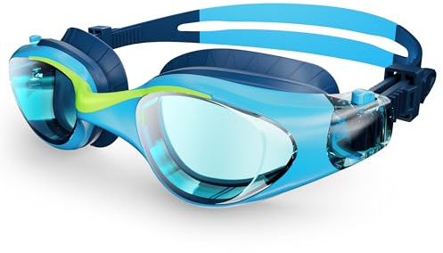 HIGAHY Kids Swimming Goggles - Adjustable Anti Fog Swimming Goggles Kids 6-14 years, UV Resist Junior Swim Goggles, Wide Clear Vision and Anti-Leak for Boys Girls