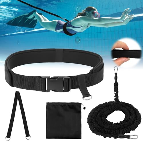 Cintura da Nuoto per Piscina,Elastico Nuoto Statico Piscina 2.5-7.5M,Elastico per Nuoto Statico Regolabile con una borsa per la conservazione,Accessorio di Nuoto per Adulti e Bambini per Piscine