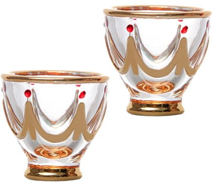 GLEAVI 2 Piezas Copa de vino de cristal copas de vino elegante copa dorada Copa de licor antigua de bar Vine Cup decoración de escritorio copa de vino de tamaño pequeño Vidrio Dorado