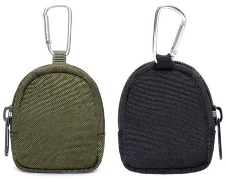 OUDQFCJ 2 Piezas Bolsas de Monedas con Cremallera, Bolsillo para Golosinas para Perros, Bolsillo para Llaves para Exteriores, Monedero Táctico, Mini Bolsillo para Llaves, Monedero Mujer Pequeño