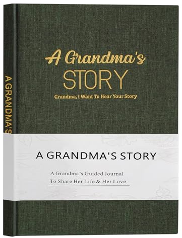 Miaikoe Grandma's Life Story Journal familjeminne linne bok för mormor att dela sina minnen, med 250+ snabba frågor present till födelsedag mors dag jul (mörkgrön)