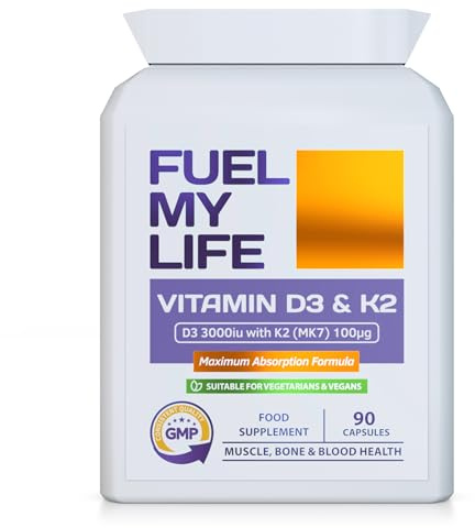 Vitamin D 3,000 IU & Vitamin K2 100ug MK7 Vegetarian Capsules - 90-Day Supply of Vitamin D3 Supplement Source of Cholecalciferol – Exclusively Manufactured in The UK for Maximum Absorption
