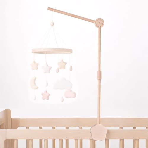 Support Mobile Bebe en Bois pour Lit, Bras Mobile Bebe pour Table à Langer