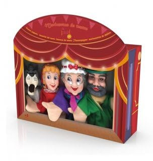 cavernedesjouets Lot 4 marionnettes a Main 30 cm Le Petit Chaperon Rouge - Personnages Conte - pour Theatre Enfant - Set Jouet educatif et 1 Carte