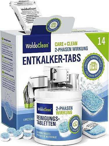 2-Phasen Reinigungstabletten & Entkalkungstabletten - 14 Entkalkertabs und 25 Reinigungstabs für Kaffeevollautomat