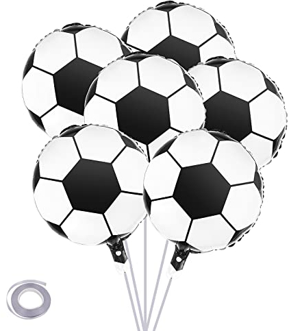 Abeillo 6 Pcs 45.7cm/18 in Palloncini da calcio in Alluminio Foglio di Calcio Elio Palloncini Decorazione, Foglio di Alluminio Mylar Palloncini Nastro Festa per lo Sport Tema Bambini Feste Decorazioni