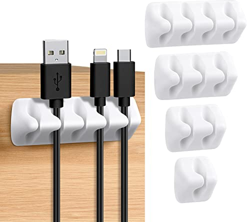 URAQT Clips Câble Organisateur Bureau, 5PCS Cable Clips Support de Câble, Ensemble d'Organisateur de Câbles de Gestion de Câbles Polyvalent pour Bureau, Câble d'Alimentation, Câble de Chargement USB