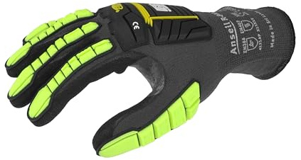 Ansell Ringers R840 Guanti da Lavoro Professionali, Rivestimento in Nitrile Resistente all'Abrasione, Protezione Professionale per Usi Industriali e Meccanici, Nero, Taglia L (1 Paio)