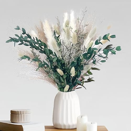 Nature Pampas Grass Boho Natural Dried Flowers Decoration Bouquet DIY Reed Flower Decor for Flower Arrangement, Wedding Decor, Home Décor, Table Living Room Vases (Green)