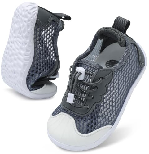 BARERUN Kids Water Shoes Boys Girls Slip Resistant Neoprene Aqua Shoes for Summer Beach Pool - Infant/Toddler 12 Months - 3 Years Grey Toddler Size 9