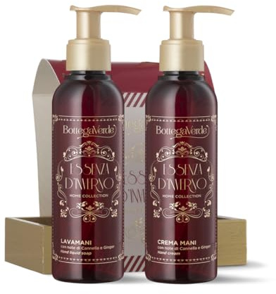 Bottega Verde - Cofanetto Regalo Essenza d'Inverno, con Crema Mani 150 ml, Lavamani 150 ml e Vassoio Portasapone, Fragranza di Cannella e Ginger, Idea Regalo