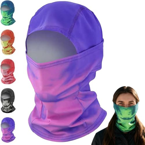 Cagoule unisexe réactive à la chaleur - Changement de couleur - Masque de ski d'hiver intégral pour moto - Pour le ski, la randonnée, Violet à rose, Taille unique