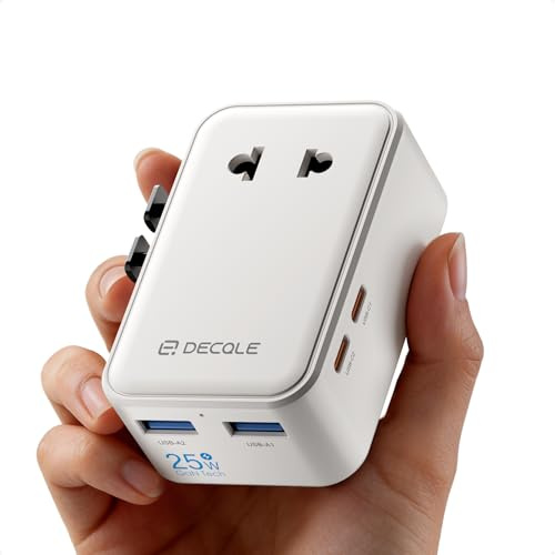 decqle “Air” Adaptador Enchufe Universal con 2 USB-C(PD 25W) ＆ 2 USB-A