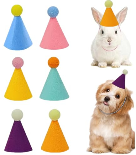 UYVPAER 6 Cappelli Mini Party Per Animali Di Peluche, Cappelli A Cono Per Feste Di Compleanno, Bambole, Cani, Gatti, Decorazioni Di Compleanno Per Vari Animali, Decorazioni Per Feste, Cappello A