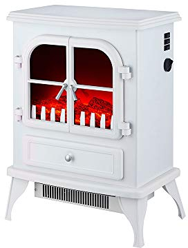 Purline CHE-200 Cheminée électrique de Type Plancher poêle Traditionnel de Couleur Blanche Puissance Max 2000 W