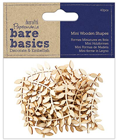 Bare Basics Vine Leaf Wooden Shapes, 40 Pieces, Craft Embellishments, Natural, Rustic Crafting Shapes