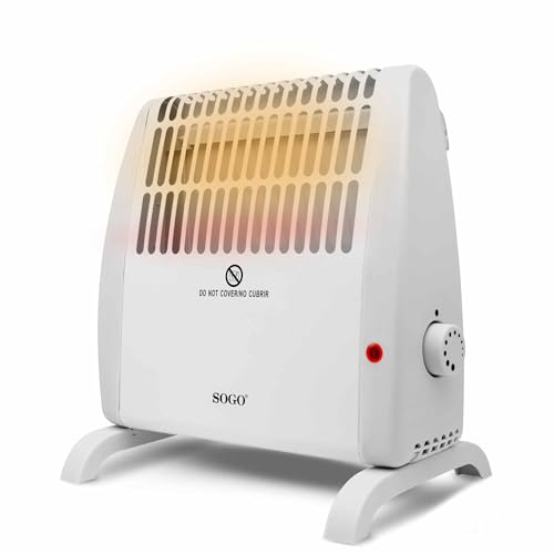 SOGO Calefactor Bajo Consumo con Temperatura Regulable – Calefactor Aire Caliente Silencioso con Termostato - Calefactor Baño, Cocina, Ideal para Espacios Pequeños - Estufa Eléctrica Bajo Consumo
