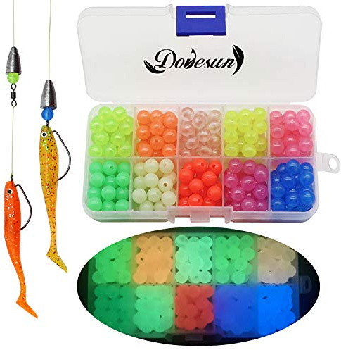 Dovesun Cuentas de Pesca Surtidas, Huevos de Cebo de Pesca, 10 Colores, A-Glow in Dark 0.8 cm (250 Unidades)