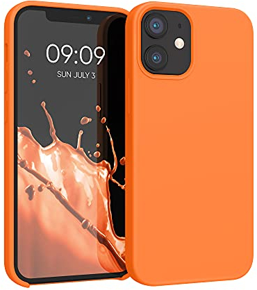 kwmobile Handyhülle für iPhone 12 mini Hülle, für iPhone 12 mini Case - Hülle Silikon - kabelloses Laden - Fruity Orange