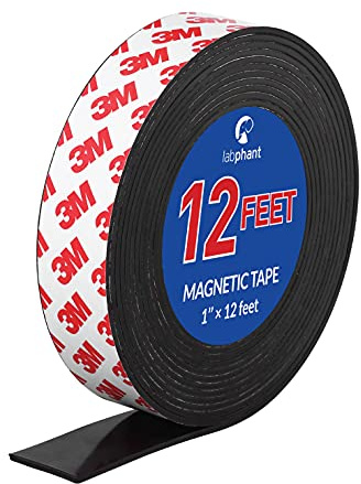 Nastro magnetico, rotolo di nastro magnetico da 12 piedi (2,5 cm di larghezza x 3,7 m di lunghezza), con forte supporto adesivo 3M. Perfetto per fai da te, progetti artistici, lavagne bianche e