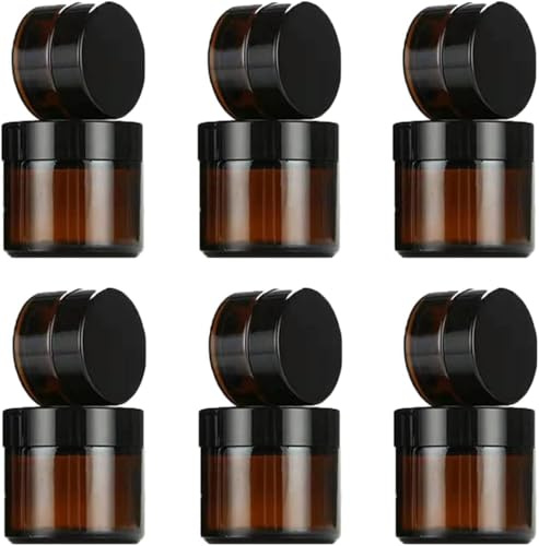 Saijer Pots Verre Ambre, 12 PCS Récipients Voyage Ronds Bruns Pour Crèmes, Lotions, Huiles Essentielles - Avec Couvercle (10ml/30ml)