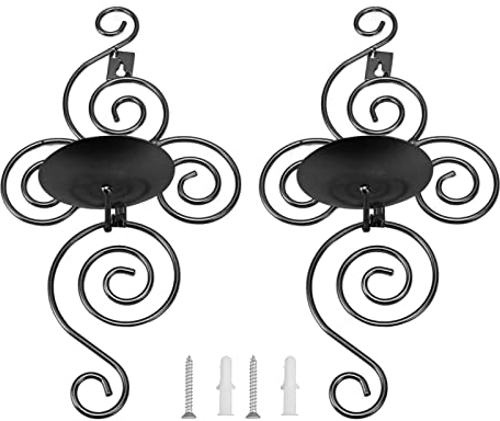 BuyWeek Bougeoir Chandelier Mural, Porte Bougeoir Mural en Fer Forgé Porte Bougie Suspendue pour Décoration de Maison Chambre(Noir)