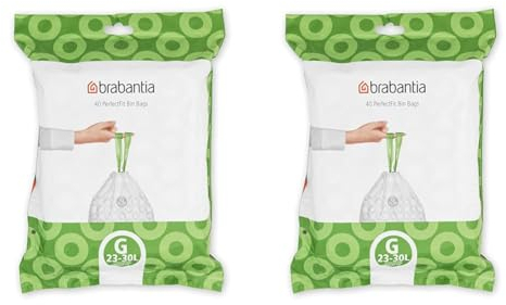 Brabantia Müllbeutel-Spenderpackung, 23-30 Liter, White, 40 Stück (Packung mit 2)