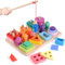 Hoiloie Montessori Spielzeug ab 1 Jahr,holzspielzeug&Stapelspielzeug,3 in 1 Farbe Erkennung Form Sorter Angelspiel,Lernspielzeug Geschenk für 123 Jahre Kleinkind Mädchen Junge