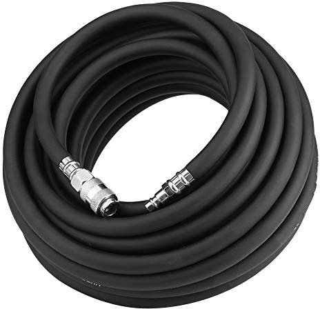 Tuyau d'air en Caoutchouc Robuste 15M, Ligne Pneumatique Flexible avec Raccord à Dégagement Rapide pour Compresseur