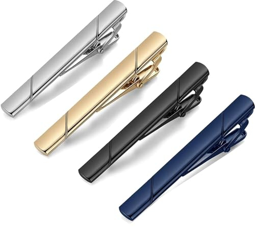 ElevaPulse Krawattennadeln für Herren - Hochwertige Krawattenklammern in Silber, Gold, Blau und Schwarz - Elegante Krawattennadel für jeden Anlass - Perfekte Anstecknadel für Herrenanzüge