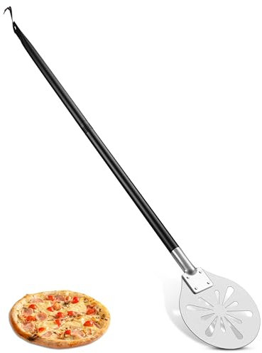 Homikit Pizza Peel 7 Inch, Round Perforated Pizza Paddle with Long Detachable Handle for Easy Storage, Pizza Turning Shovel for Baking Homemade Pizza Bread Pie, Ideal for Oven & Grill