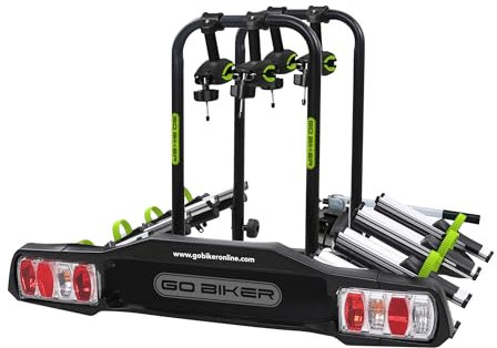 GO BIKER Porte-Vélo sur Attelage - Modèles 2 à 4 Vélos - Gamme Complète Boule de Remorque - Supporte 15 et 30 kg/Rail - Châssis Acier/Aluminium - Tous Types de Vélos - Antivol - E-Bike (Zenith)