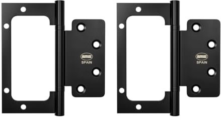 Amig - Pack de 2 Bisagras - 100 x 90 x 2,5 mm - Recomendada para su Uso en Puertas - Apertura y Cierre Silencioso - Acero Inoxidable Negro Mate - Incluye Tornillería