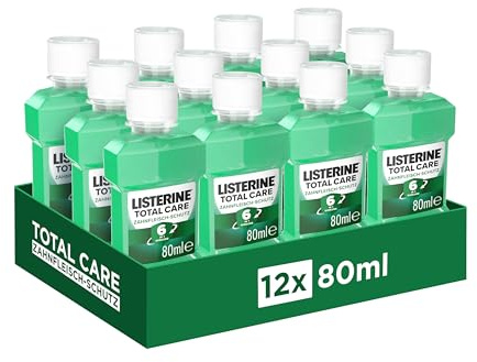 LISTERINE Total Care Protection des gencives (12 x 80 ml), bain de bouche protecteur pour des gencives saines avec effet 6 en 1, protection complète pour des gencives saines