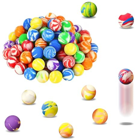 Funalix Lot de 35 balles rebondissantes en caoutchouc de 23 mm - Jouet sûr pour enfants - Mélange de balles rebondissantes colorées - Cadeau d'anniversaire - Prix scolaire