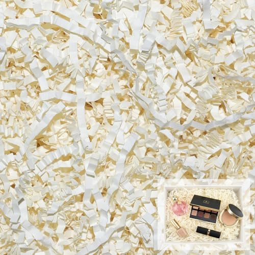 200g Cream Shredded Tissue Paper: Crinkle Shredded Paper for Gift Boxes and Gift Basket, Raffia Packaging Filler, Hamper Filling for Valentine's Day Birthdays Wedding Easter Christmas Anniversaries