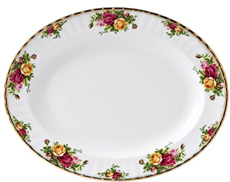 Royal Albert Old Country Roses IOLCOR00108 Oval Dish 38cm White, Fine Bone China