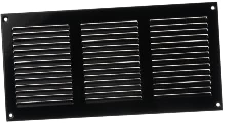 300x150mm Rejilla de Ventilación con Mosquitera - Rejillas de Aireación Metálicas - Acero, Negro