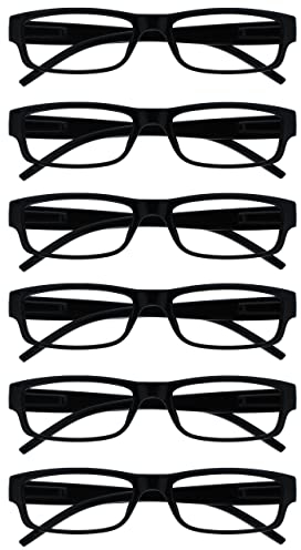 OPULIZE Ace Lesebrille 6 Pack klassisches alltäglicher schmaler Rahmen kratzfeste Federscharniere Schwarze Herren Womens RRRRRRRR32 +2,50