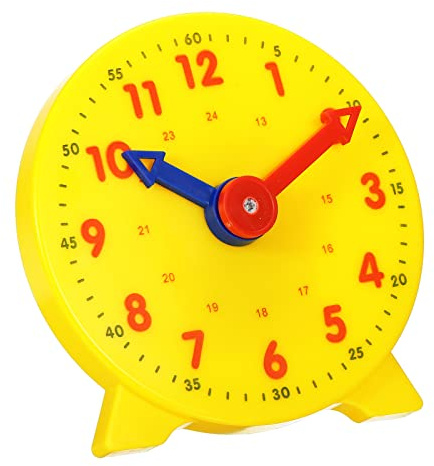 PATIKIL 4 inch Teaching Clock, Learn Clock Learning Tell Time Analog Clock Demonstration Clock 24 Hour 2 Pointers Geared Movement for Classroom Teacher, Yellow