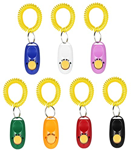 Tidyard Hunde Clicker, 7 Stück Haustier Hundetraining Clicker Trainer mit Handgelenkband, Hundeerziehung Clicker Tool für Hund,Katze,Pferd